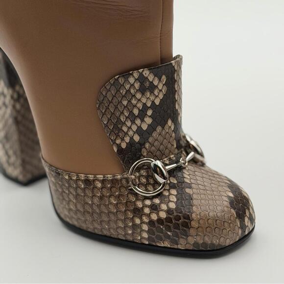 GUCCI PYTHON & LEATHER ANKLE BOOTS – SIZE 37 - Picture 8 of 8